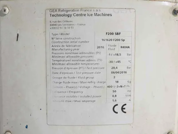Image 2 of 7 - GEA  - F200 SBF Icemachine/ icegenerator