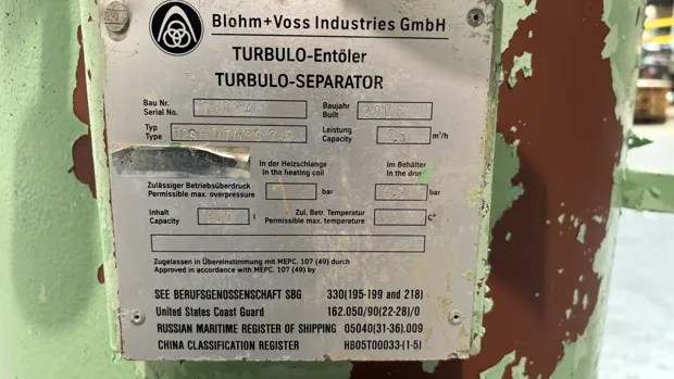 Image 5 of 5 - Blohm+Voss Industries GmbH - Turbulo Separator TCS-HD-TMPB2,5