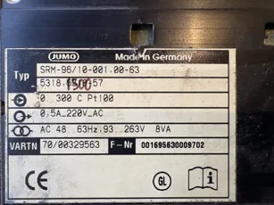 JUMO DICON -  SM Pressure Controller SRM-96/10-021,00-61 Range 0 5.99 Bar