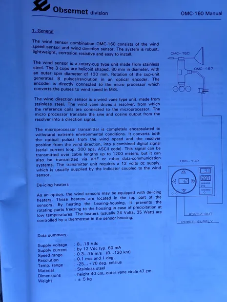 Image 3 of 3 - OBSERVATOR - MC-160 Wind Speed & Direction Sensor