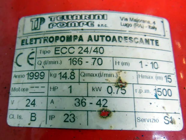 Image 1 of 2 - Tellarini Pump Ecc 24/40 - Ecc 24/40 166