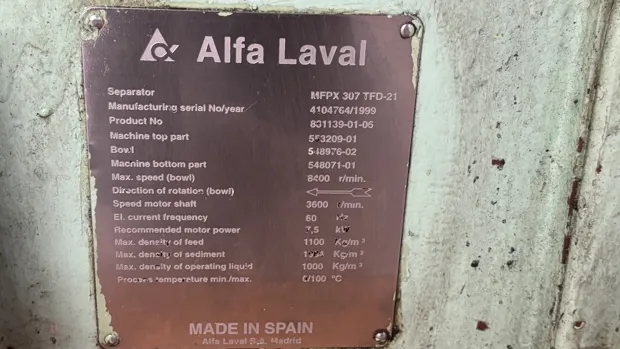 Image 8 of 9 - Alfa Laval - MFPX 307 TFD-2