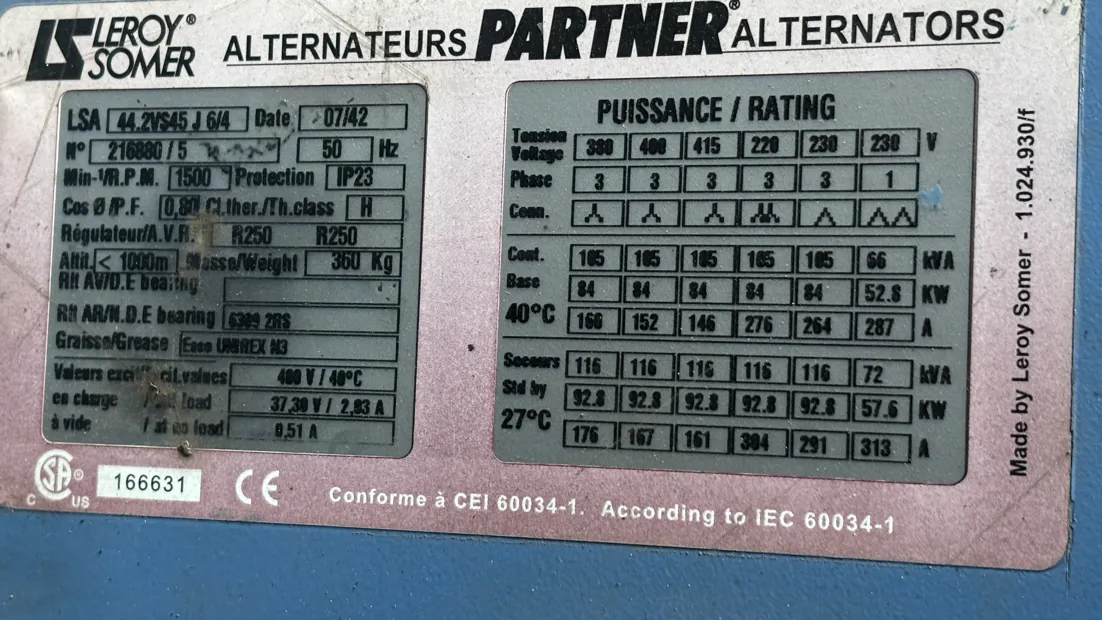 Image 12 of 16 - Kohler SDMO J110K