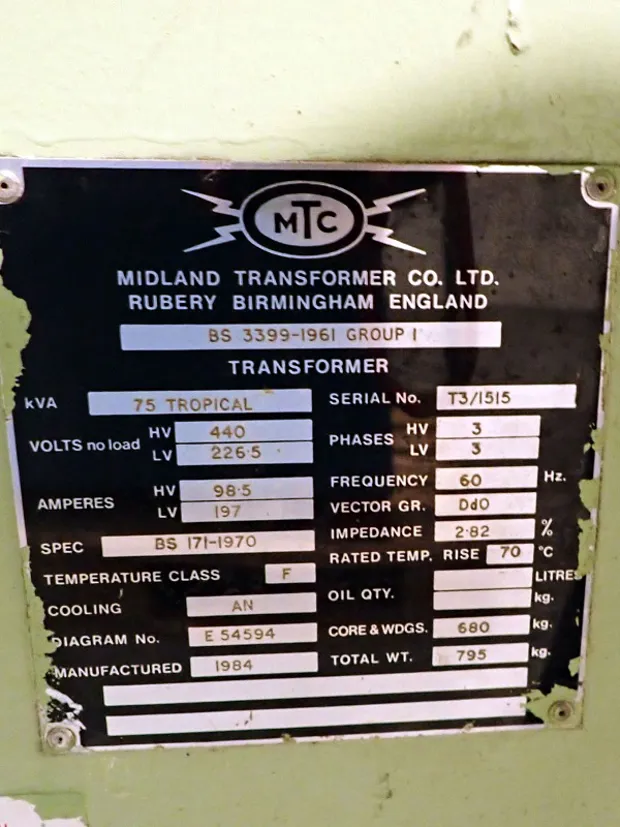 Image 3 of 3 - MTC Midland Transformer Co. - BS 3399-1961 Group 1