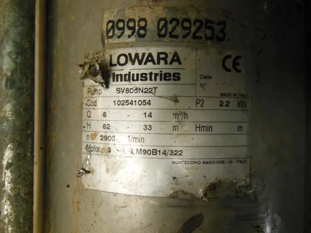 Image 2 of 3 - Lowara - SV800N22T